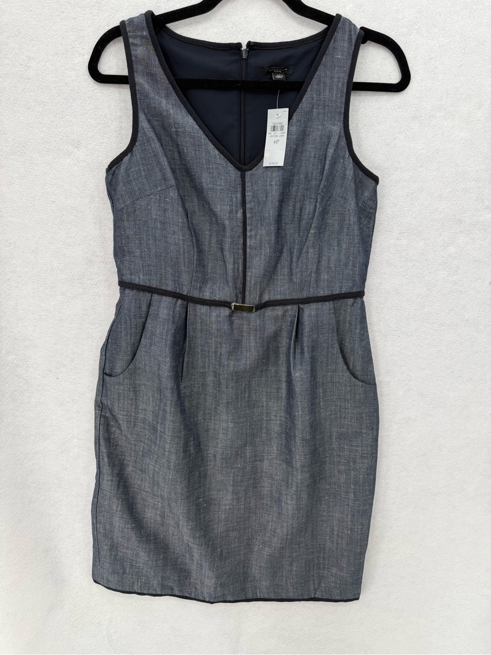 NWT Ann Taylor Size 4P Denim Linen Pencil Dress